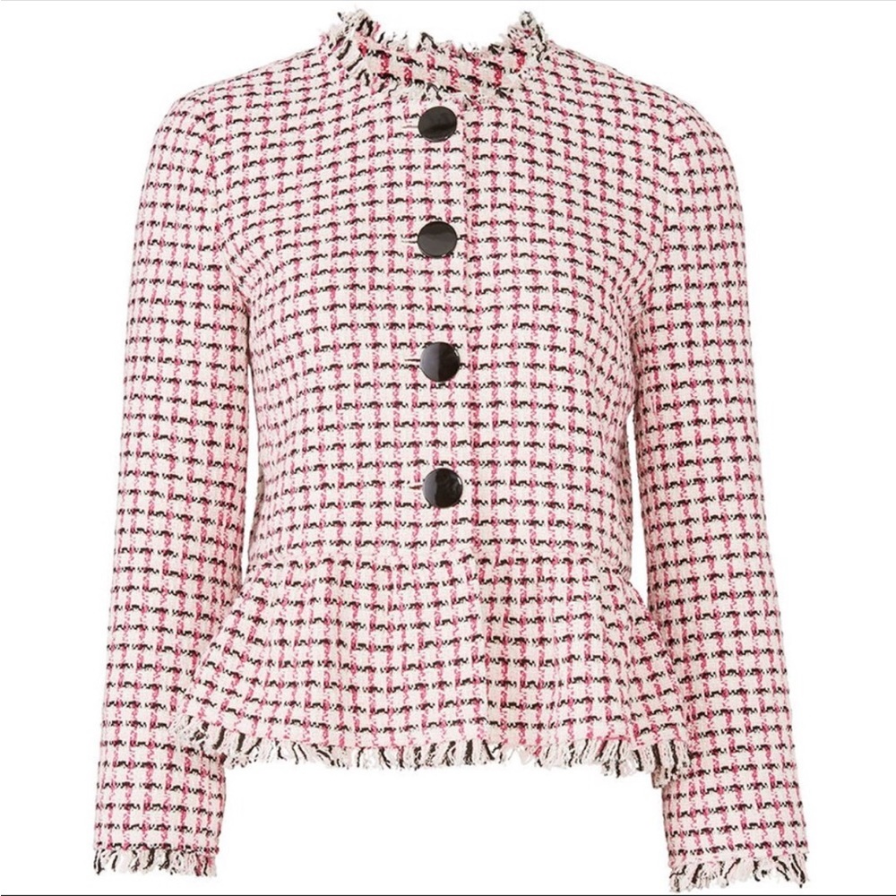 NEW Kate Spade Pink Tweed Peplum Jacket Size 6
